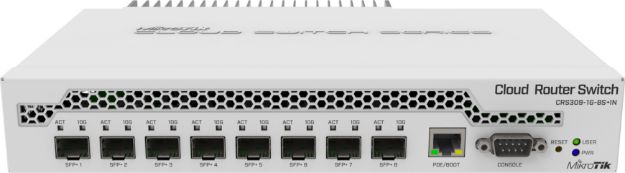 MikroTik Cloud Router Switch 8 Port SFP+ with PoE Input | CRS309-1G-8S+IN