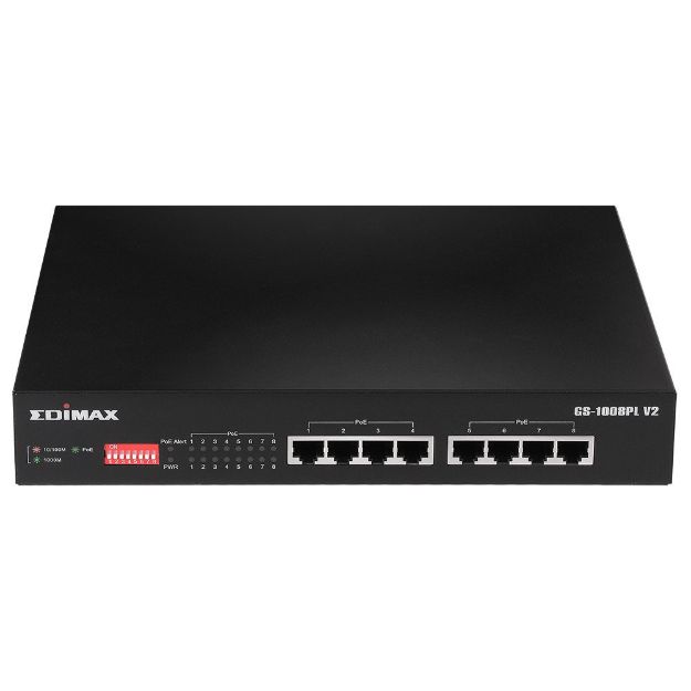 Edimax 8 Port, Unmanaged, Long Range, Gigabit PoE+ Switch with DIP Switch